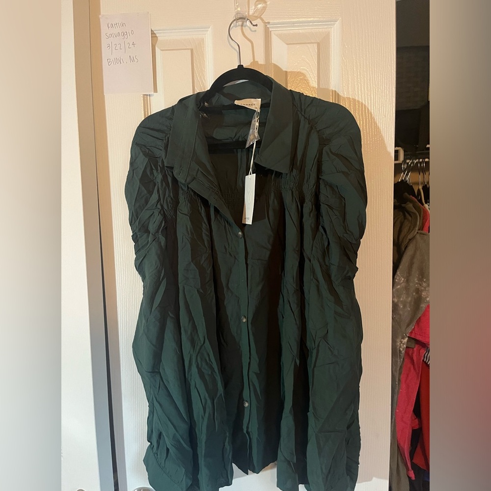 BNWT Emerald Green Shirred Blouse